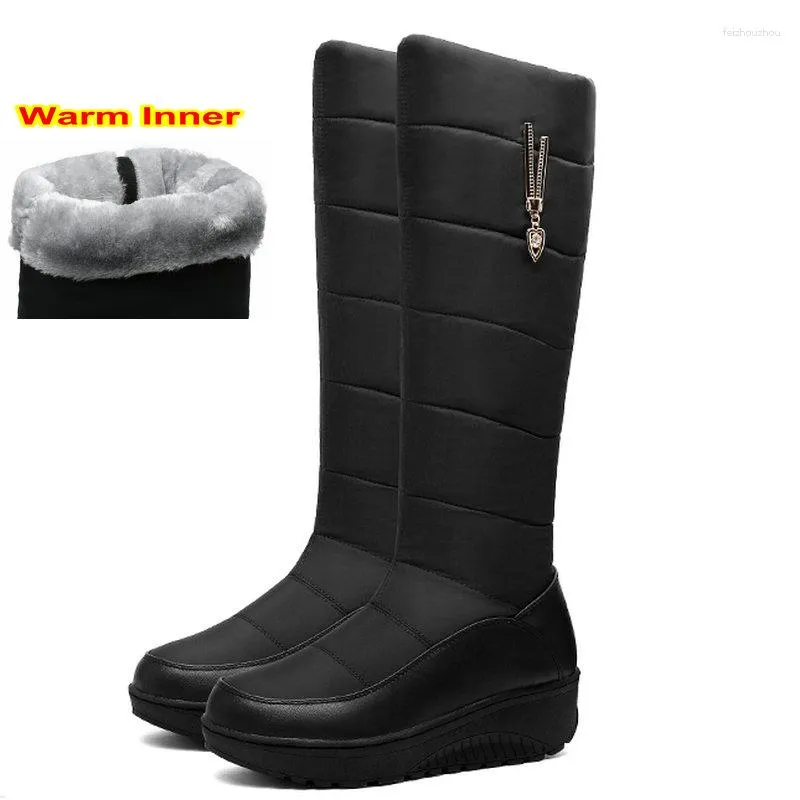 Boots Winter Warm Down Snow Women Shoes Russian Korea Style Waterproof Platform Wedges Mid Calf Female Plush 2023