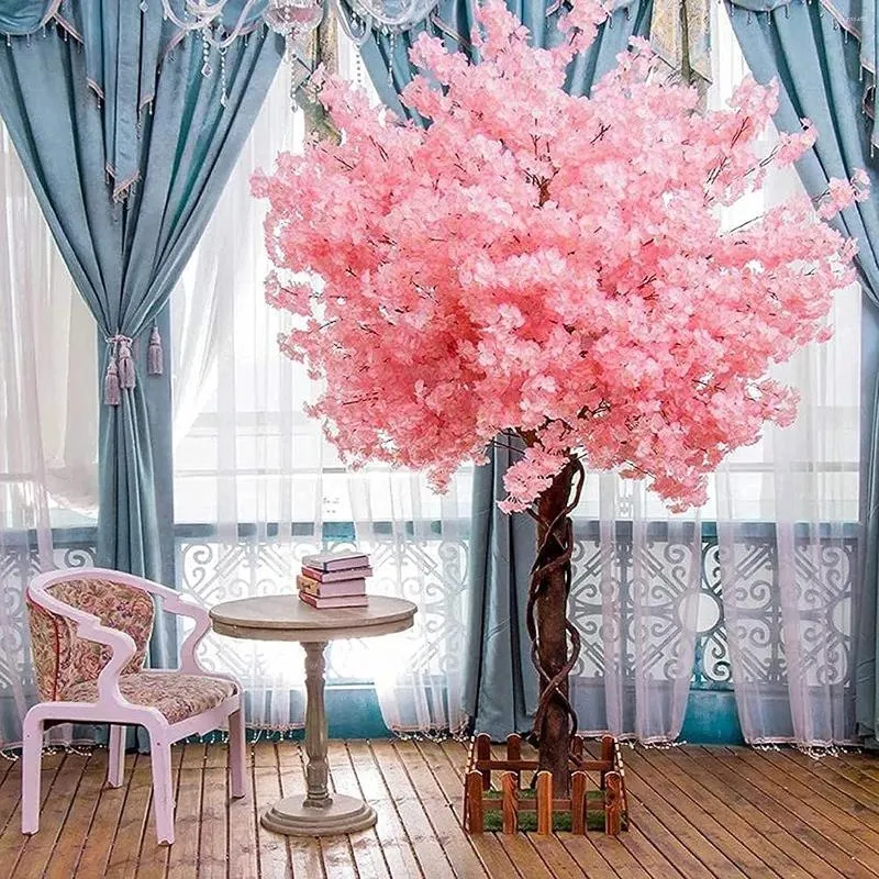 Decorative Flowers Artificial Cherry Blossom Trees Handmade Light Pink Tree Indoor Outdoor Home Office Party Wedding (4 Feet Tall)