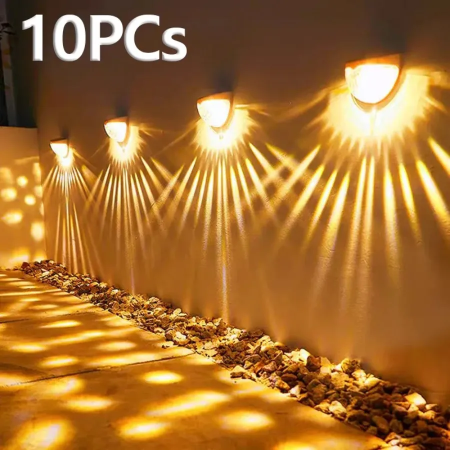 1-10pcs 6LED 태양 벽 라이트 실외 벽 램프 방수 에너지 램프 스텝 안뜰 정원 장식 조명