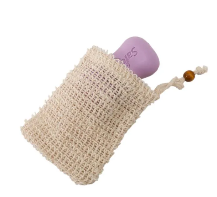 Natural Mesh Soap Saver Bag Pouches Holder Scrubbers For Shower Bath Foaming Bath Drying Bag Sisal Soap Bags 6*3.5Inch