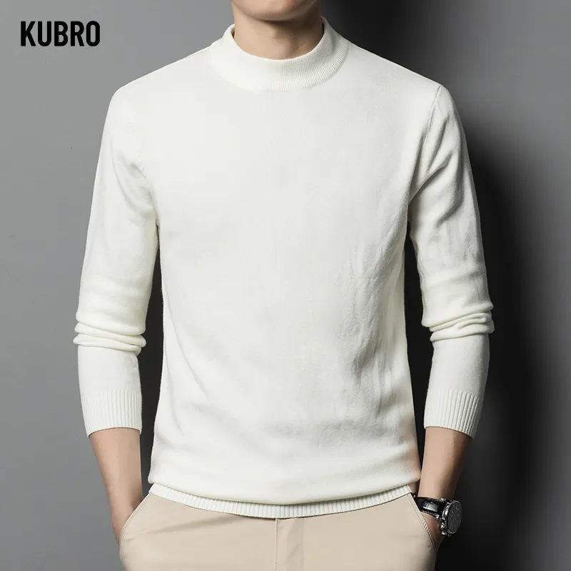 Męskie swetry Kubro SWEATER SWEAT Half-Turtleeck Slim Fit Long Inteved Warm Highend Casual Knitting Base Shirt Autumn Winter Trend Fashion 230811