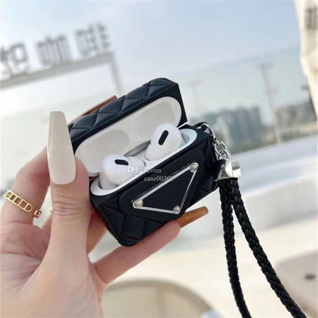 Designer Rhombic Plaid hörlurar Tillbehör AirPods Fall för 1 2 3 Airpod Pro Shell Classic Letter Design Protective Earphone Cover Case Keychain