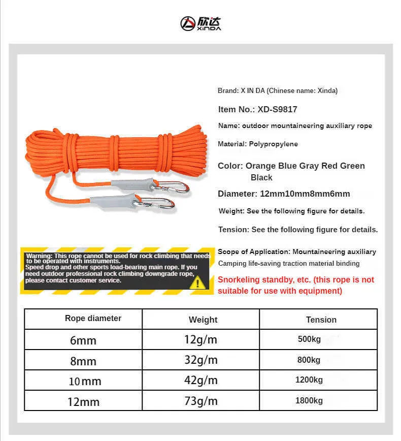 DHgate.com:10M 6/8/10/12mm Diameter High Strength Cord Safety Rope for ...