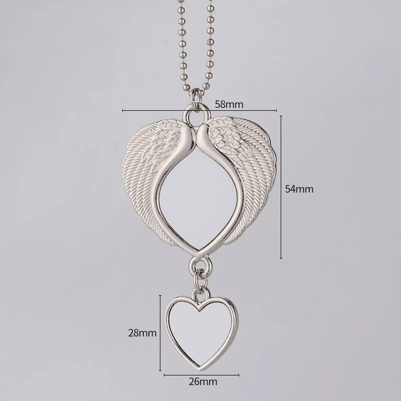 Sublimation Blank Double-sided Car Pendant Heat Transfer Printing Heart Shaped Blank European And American Car Jewelry Love Commemorative Pendant