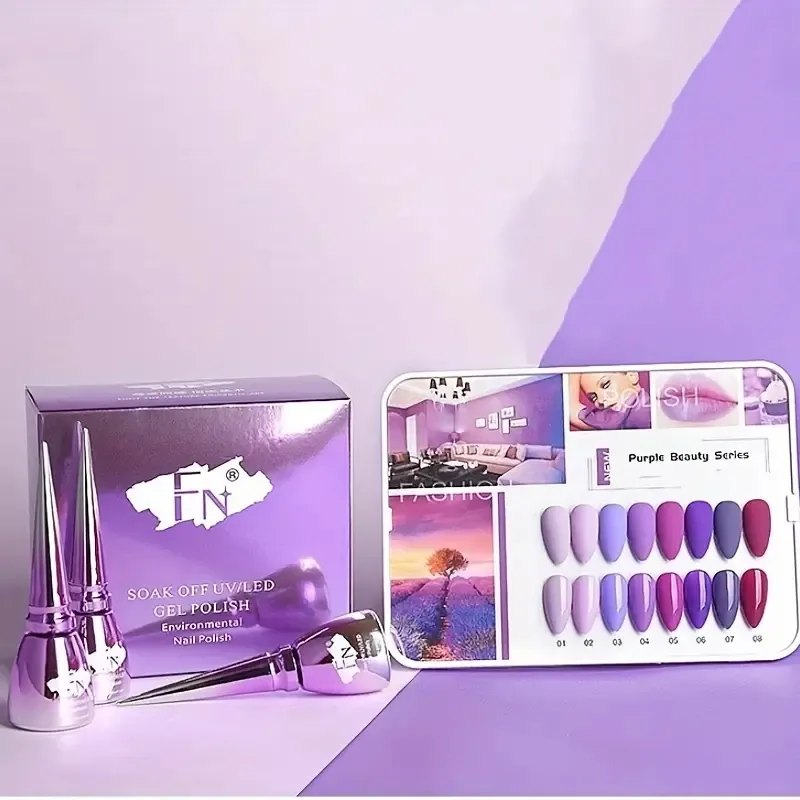 8 -kolorowy zestaw do paznokci żelowy - Purple Series - Zestaw, UV/LED Gel Paznokcie - idealny do DIY Manicure Decorations Dekoracje dla kobiet dziewcząt