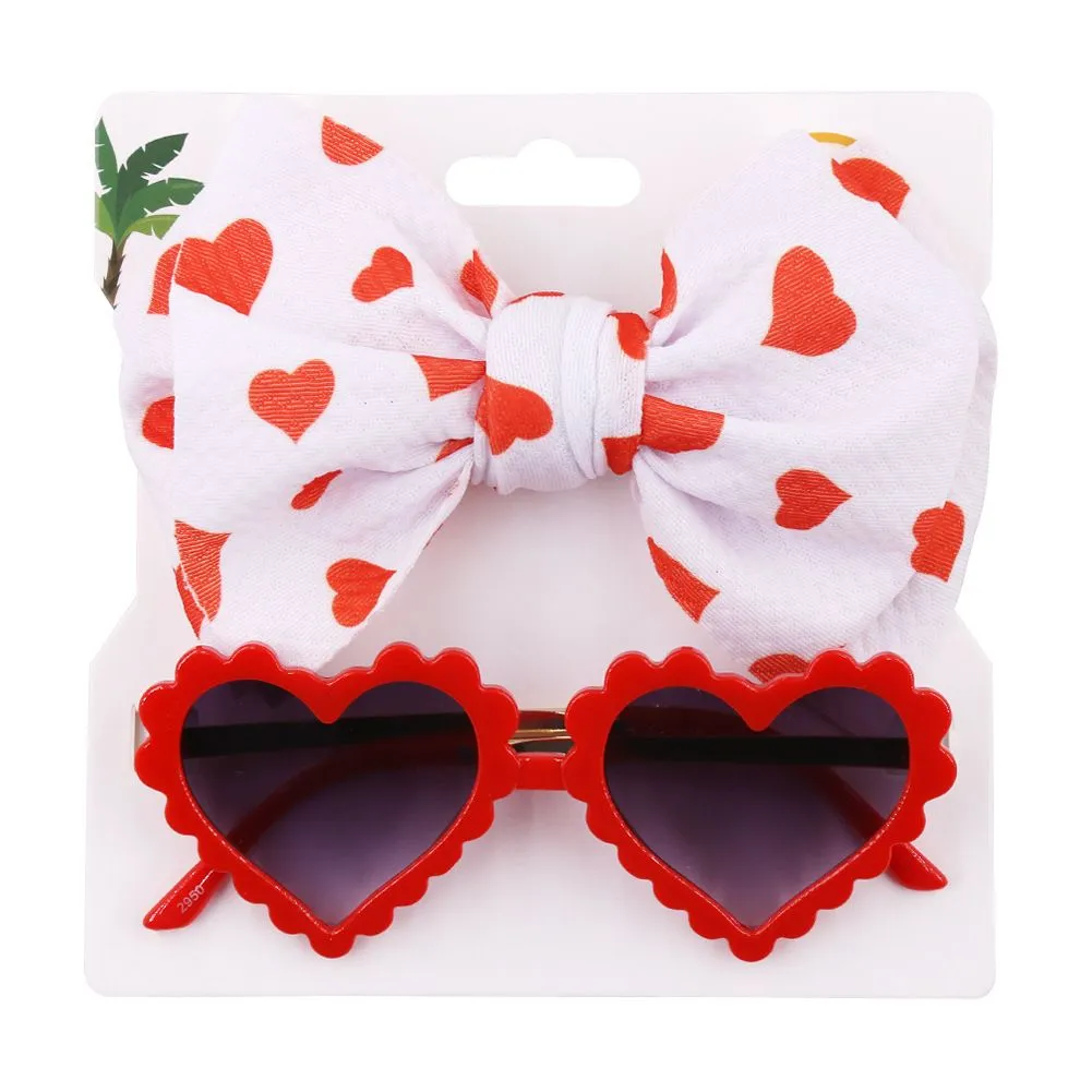Leopard Dot Flower Print Headband Elastic Nylon Hair Band Heart Sunglasses Mental Eyeglasses Baby Boy Girls Headwear