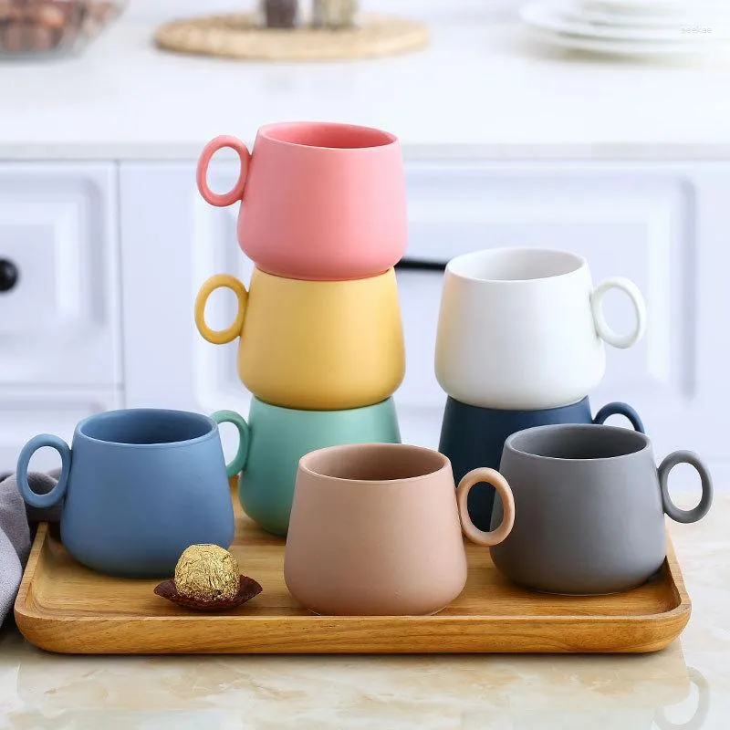 Mugs High Quality Matte Color Procelain Coffee Lovers Ceramic Tea Milk Tumbler Cups Office Cute Mug Gift