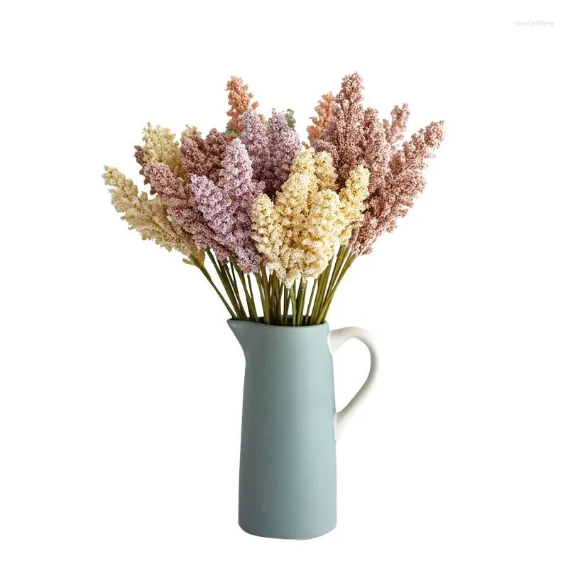 Decorative Flowers 6Pcs Artificial Vanilla Mini Foam Berry Spike Bouquet For Home Decor Plant Wall Decoration Cereals Heap