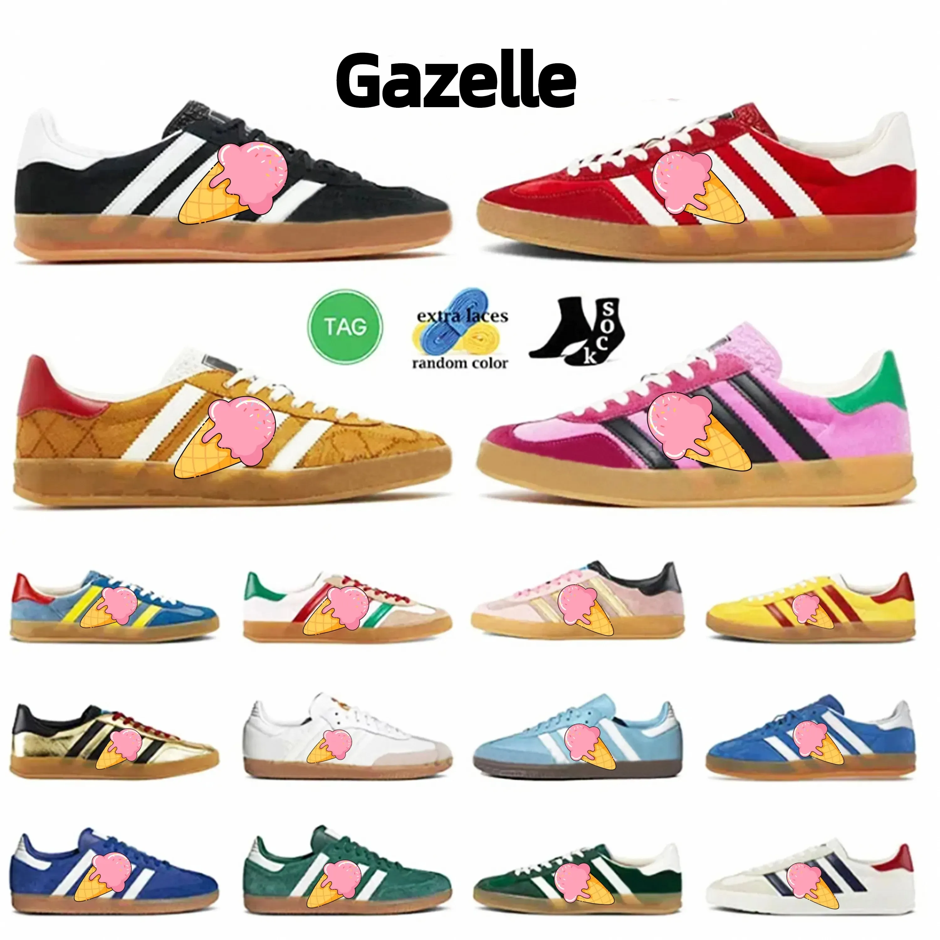 Originals Vegan Adv Gazelle2024 Casual Shoes for Men Women Og Shoe White  Gum Collegiate Green Team Black Real Red Mens Womens Outdoor Designer