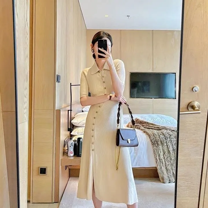 2023 Summer New Temperament Xiaoxiang San/Ro Temperament Gentle Style Slim and Slim Advanced Design Sense Small Group Short Sleeve Dress Women