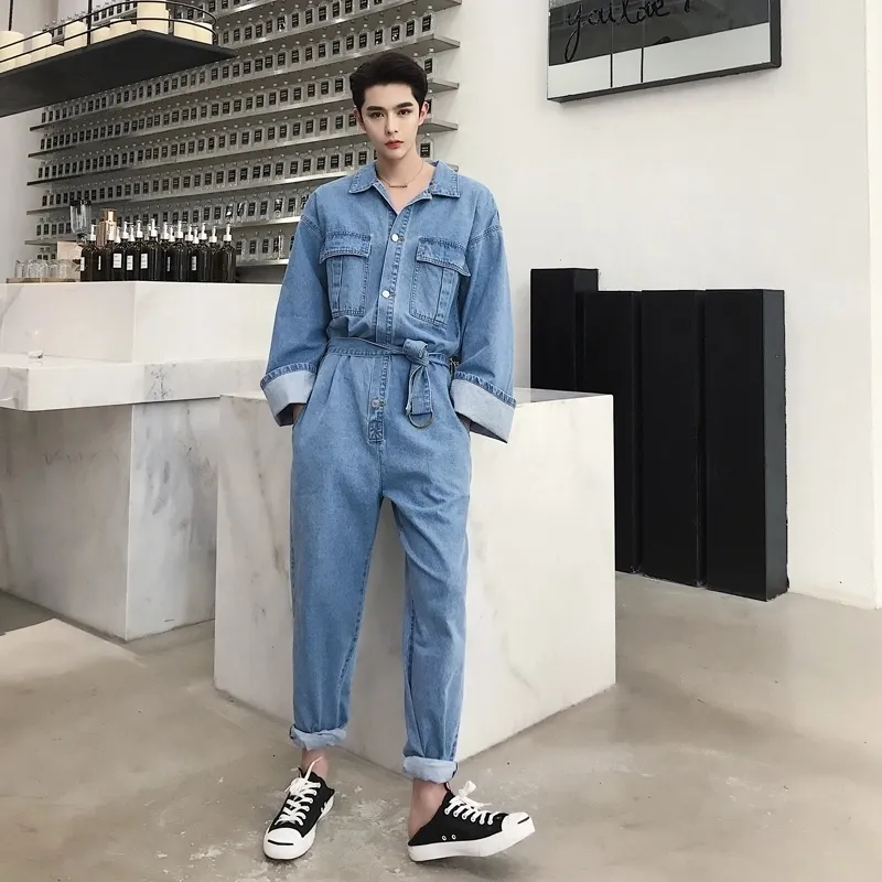 Male jean jumpsuit hotsell
