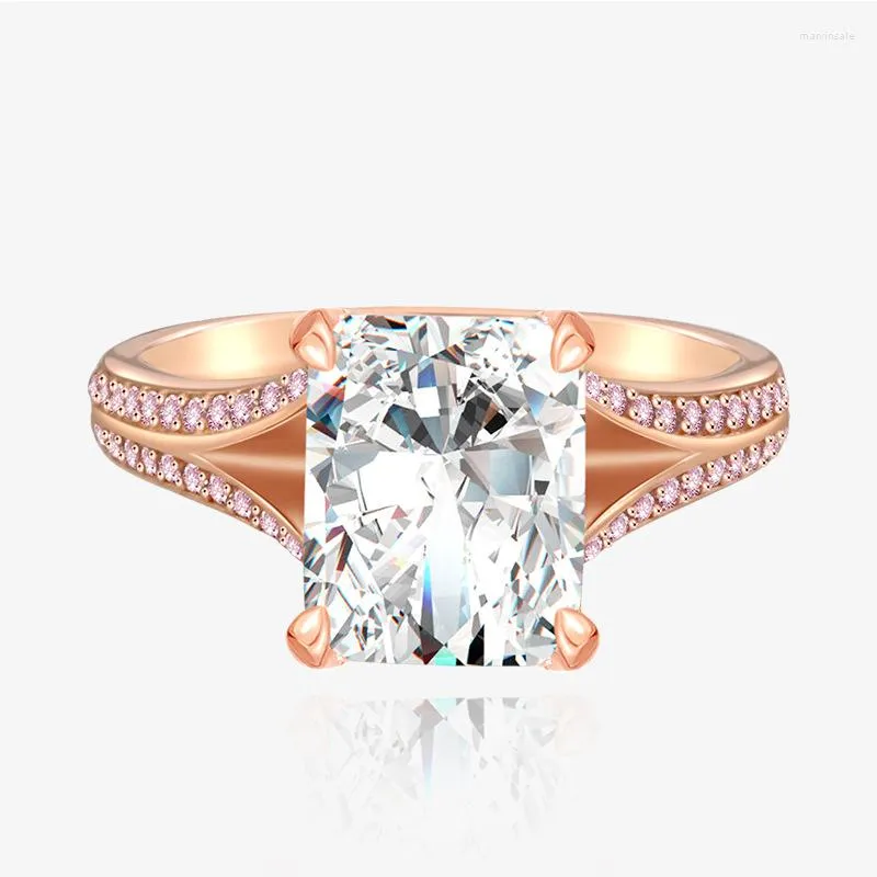 Кластерные кольца 2023 Продукт Большой квадратный кольцо квадратного бриллианта 8 10 мм полная буриль высокий углерод 925 серебряный серебряный серебряный