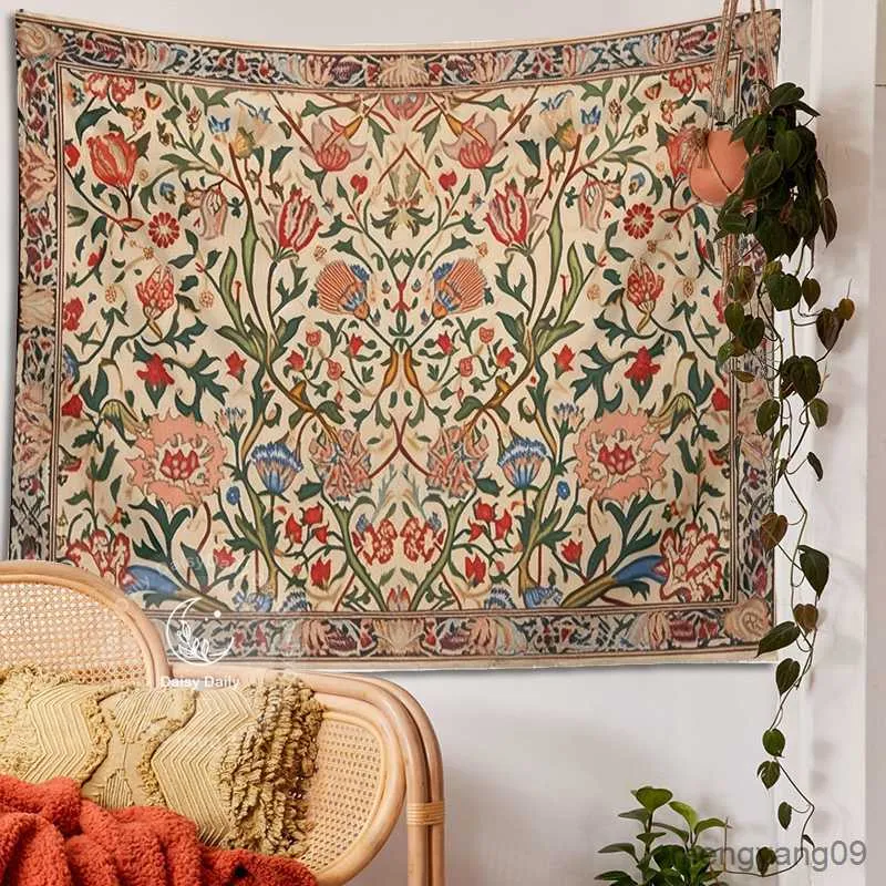 Audio mandala muro di arazzo floreale vintage appeso psichedelico bohémien stampato arte murale per la parete per la casa decorazione del dormitorio camera da letto tessuto da letto r230811