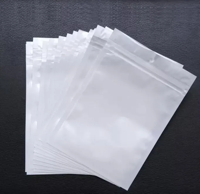 Toptan açık beyaz inci plastik poli opp paketleme çantaları fermuarlı fermuar perakende paketleri mücevher gıda pvc plastik torba birçok boyutta ll