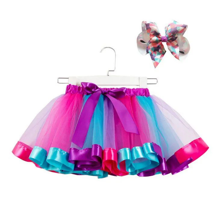 baby girls tutu dress candy rainbow color babies skirts with headband sets kids holidays dance dresses tutus