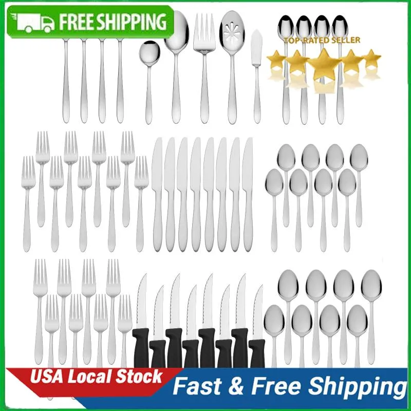 Dinnerware Sets Finn 61-piece Stainless Steel Flatware Set Service For 8