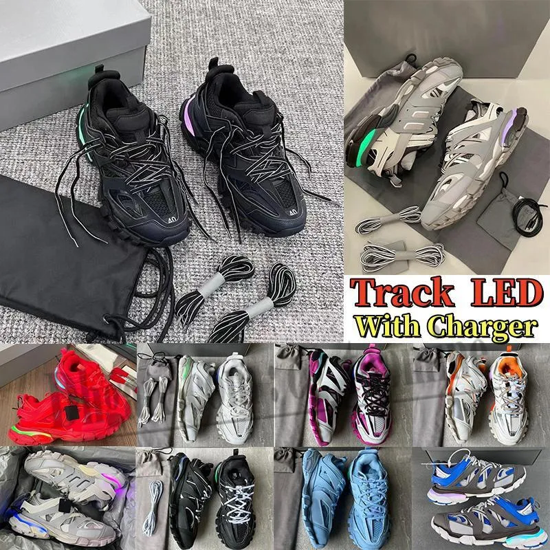 Designer Uomo Donna Track Led Shoe Track 3 3.0 LED Sneaker Illuminato Gomma in pelle Trainer Nylon Stampato Platform Sneakers Scarpe da ginnastica leggere Scarpe Balencaigas led