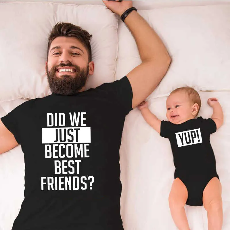 Tenues assorties pour la famille venons-nous de devenir les meilleurs amis ouais tenues assorties pour la famille drôles et fille fils enfants t-shirts barboteuses pour bébé vêtements cadeaux