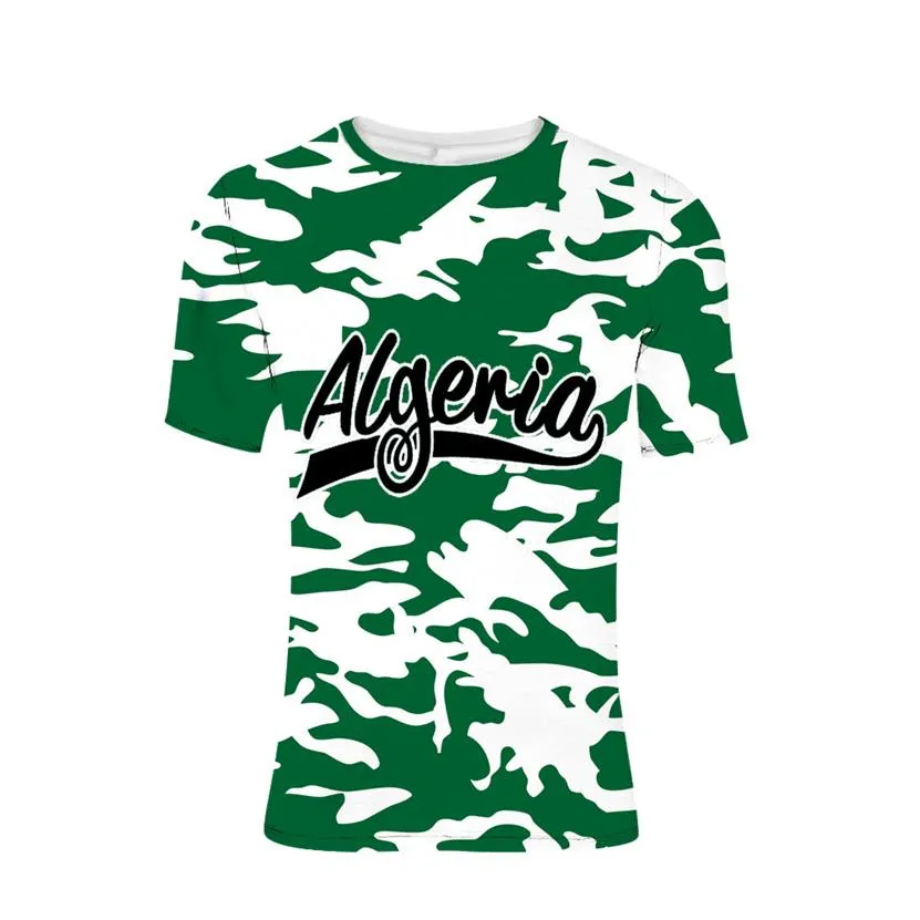 Algérie T-shirt numéro de nom personnalisé gymnase Algerie ports dza country t-shirt Arab Nation Flag Text de l'imprimé masculin DZ PO Clothes242n