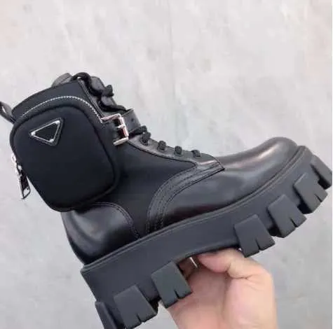 Men Women Designers Rois Boots Ankle Martin Boots And Nylon Boot Military Inspired Combat Boots Nylon Bouch Attached To The Ankle Large With Box Bags NO43