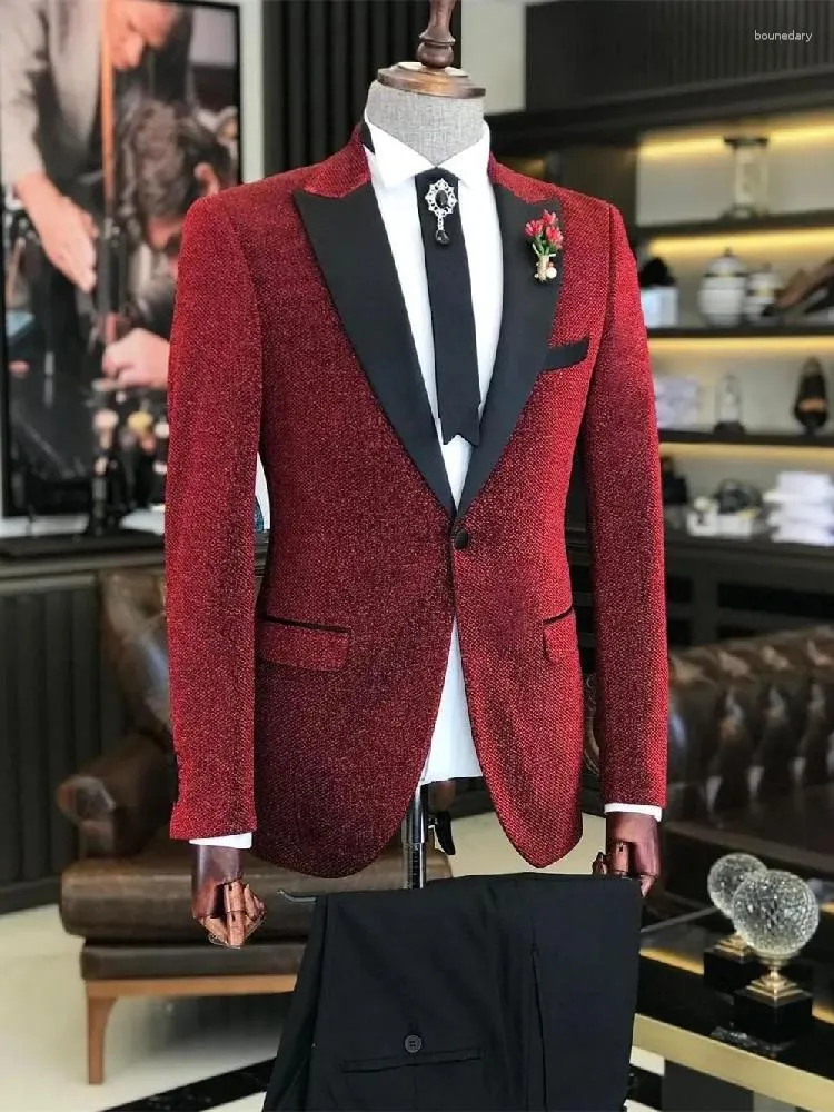 Maroon Blazer Black And Red Men's Suits Burgundy Suit Blazer