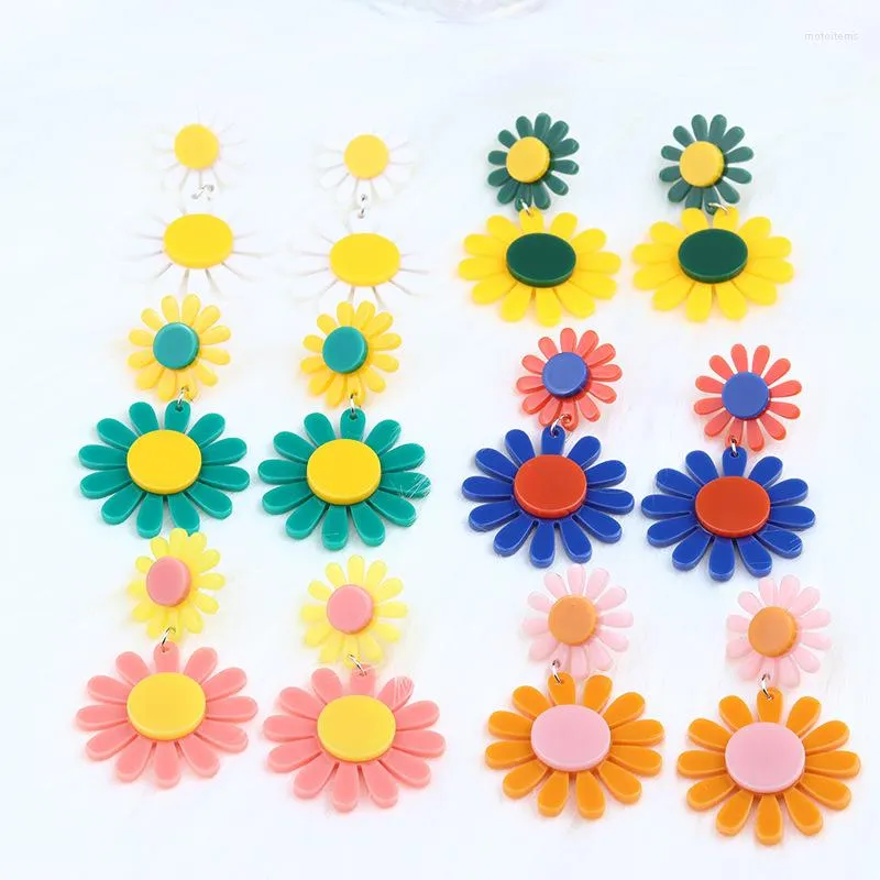 Dangle Earrings U-Magical Fantasy Bohemian Oversize Sunflower Contrast Color Earings For Women Statement Arcylic Party Jewelry