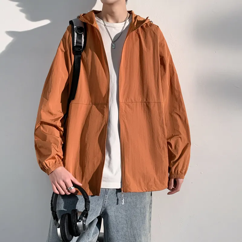 Men's Summer UPF 50 UV Sunscreen Skin Coat, Thin, Loose, Hooded Sports  SunProof Wear Fashion Casual Protection Jacket 230810
