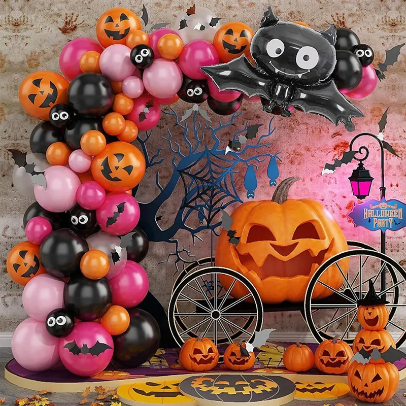 Inne imprezy imprezowe zapasy Halloween Decor Orange Black Purple Balon Garland Horror Ghost Decor na Halloween Birthday Party Balon 230810