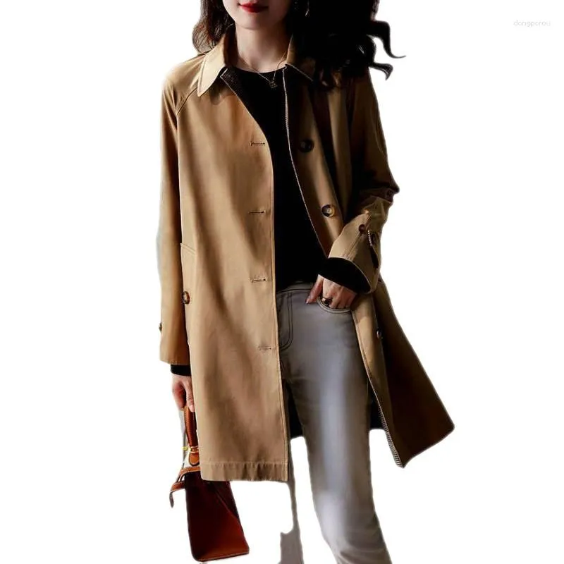 Women's Trench Coats Spring Collection 2023 - Classic Coat for Women in Mid -längd British Style Casual and Elegant