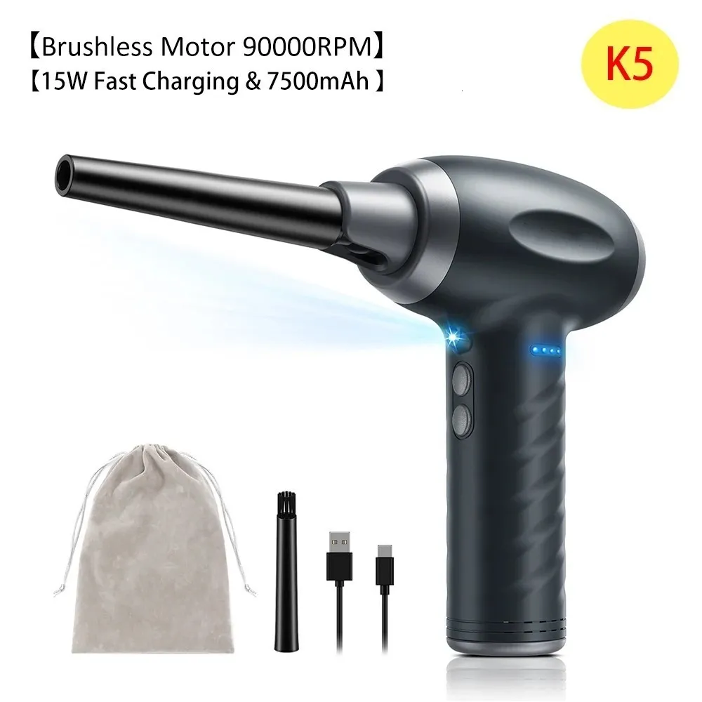 Vacuums Electric Air Duster K5 90000RPM Wireless Dust Blower for Computer Cleaning Keyboard Home Machine 230810