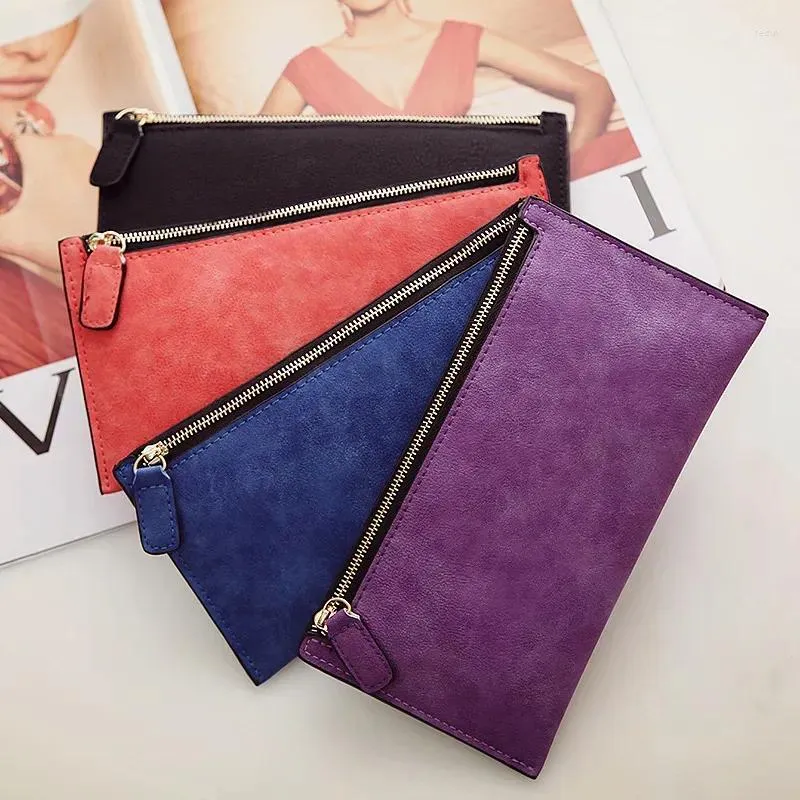 Wallets Purse Ladies Wallet Long Money Bags Simple Style Coin Leather Thin Female Card Holder Solid