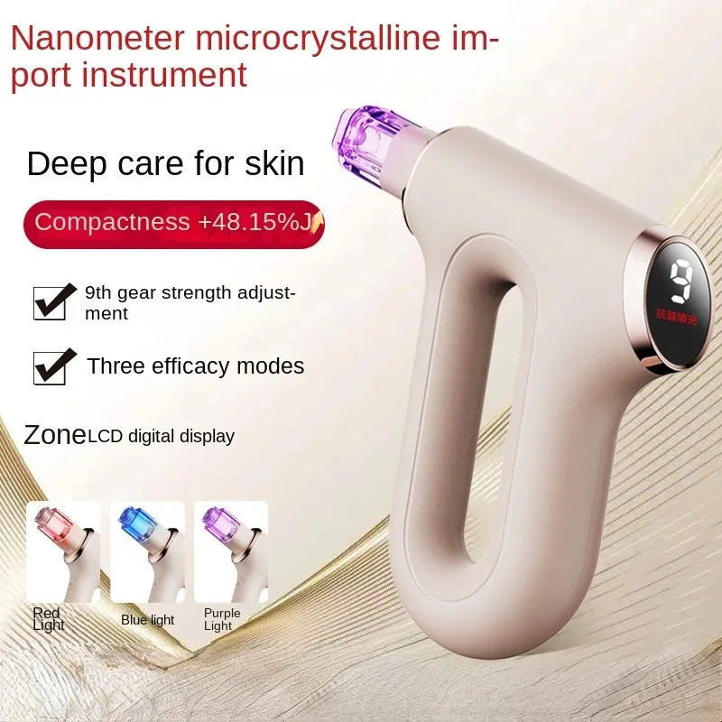 Face Care Devices Household Red Blue Water Light Gun EMS Needle Free Replenishing Micro Crystal Introduction Essence Beauty Instrument 230811