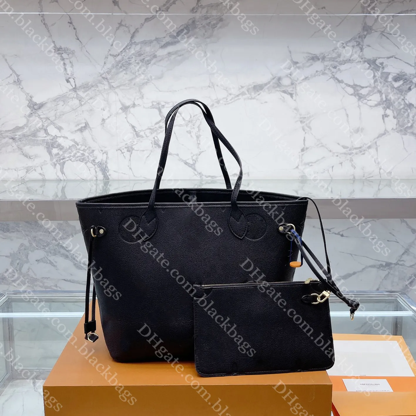 Buchstabe geprägte Einkaufstasche Frauen Designer Umhängetasche große Kapazität Einkaufsbeutel Luxury Cowhide Lederhandtasche mit Münzen Geldbörse