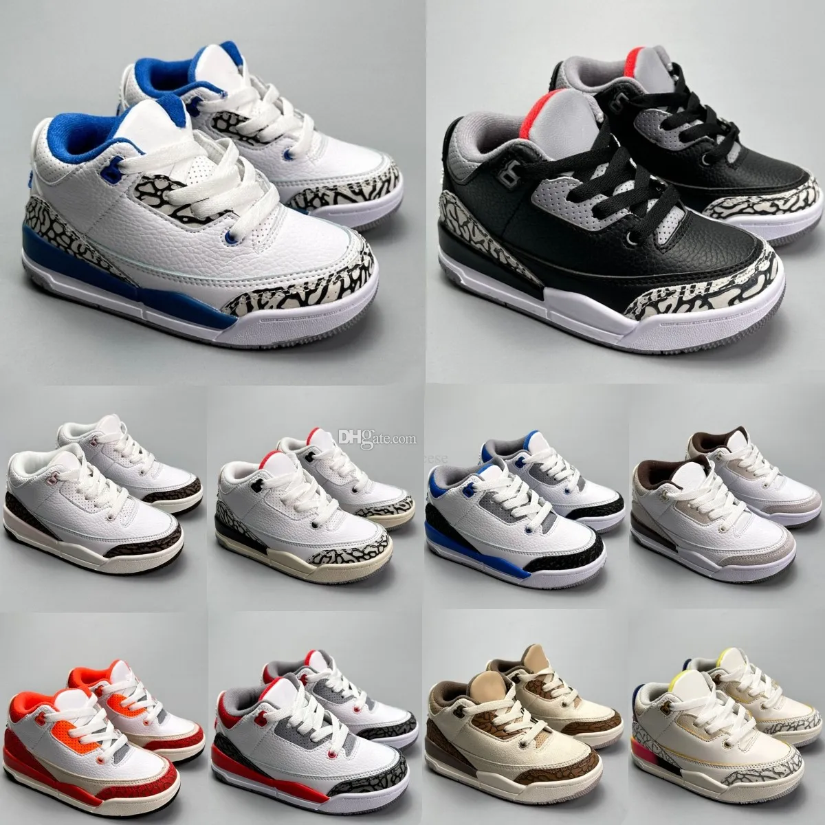 Toddler shoes 3s baskeball 3 kids sneakers boys girls designer kid shoe Youth Palomino runner sneaker III children trainers Wizards Fire Red Dark Iris Black Cement