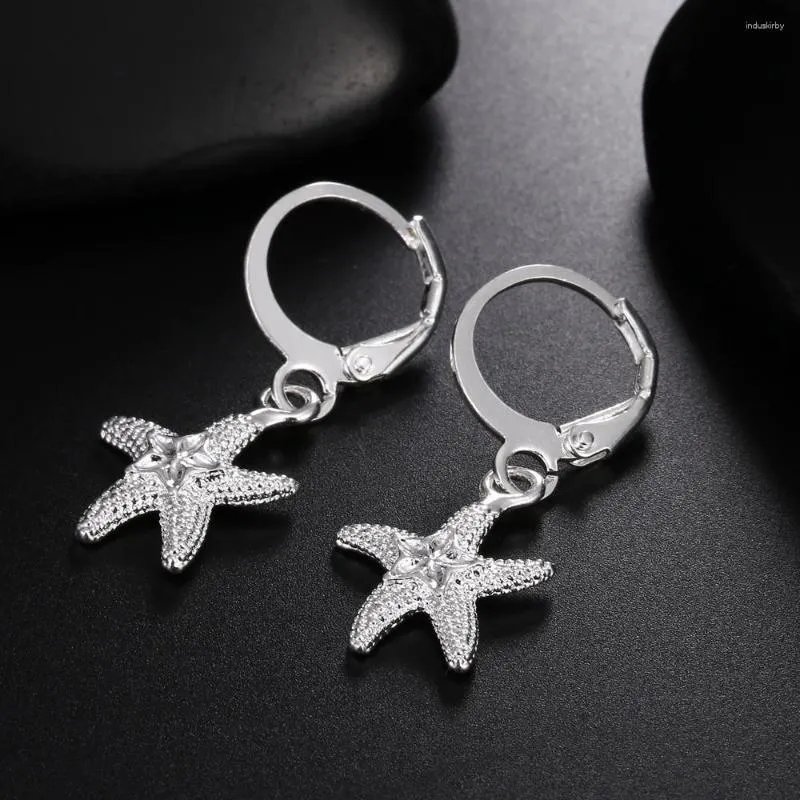 Dingle örhängen mode 925 Stamp Silver Color Street Starfish for Women Ear Clip High Quality Jewelry Christmas Gift