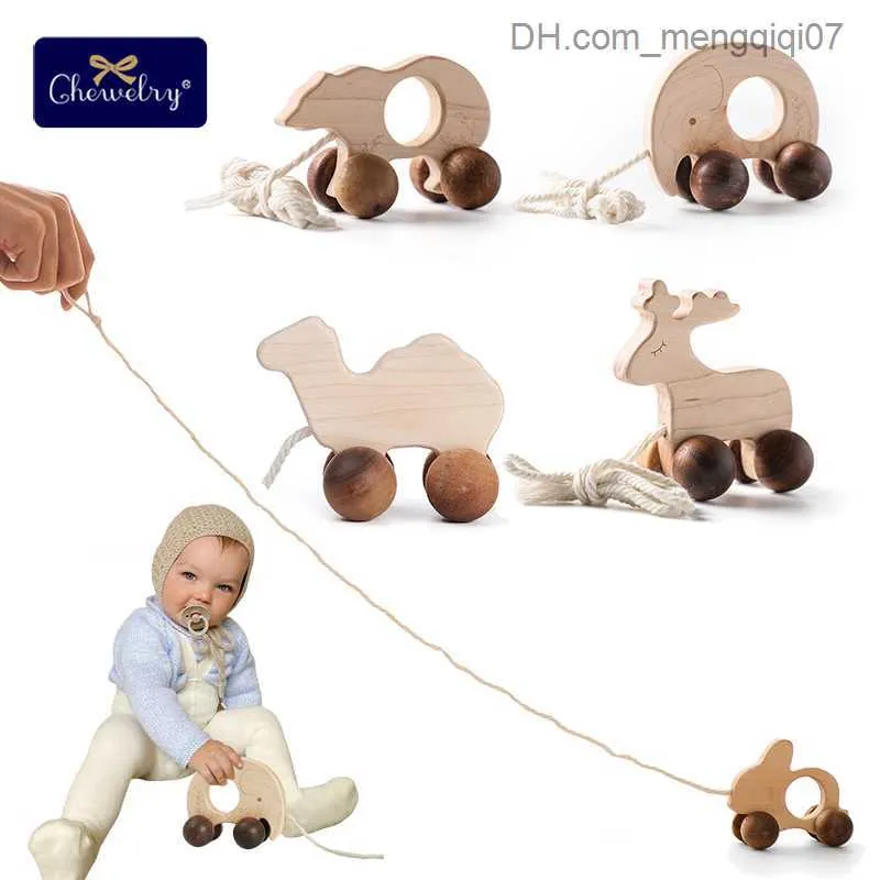 Pull Toys Montessori Baby Pull Rope Car Toy Animal Pull Rope Organic Beech Wood Car Baby Handmade Gift Children's Block Rocker Z230814