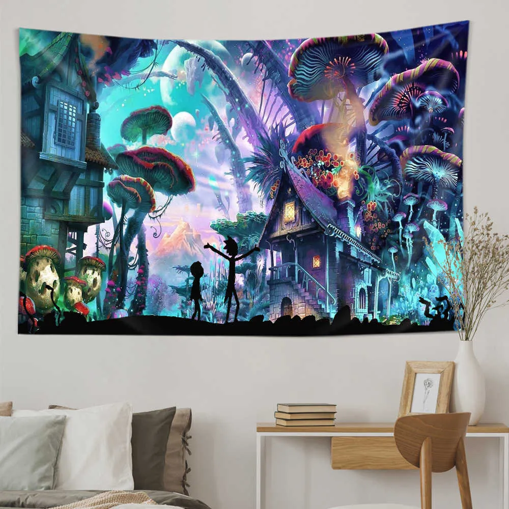 Tapestries Fantasy Fairytale Dreamy Mushroom Tapestry Carpet Bohemian Home Decor