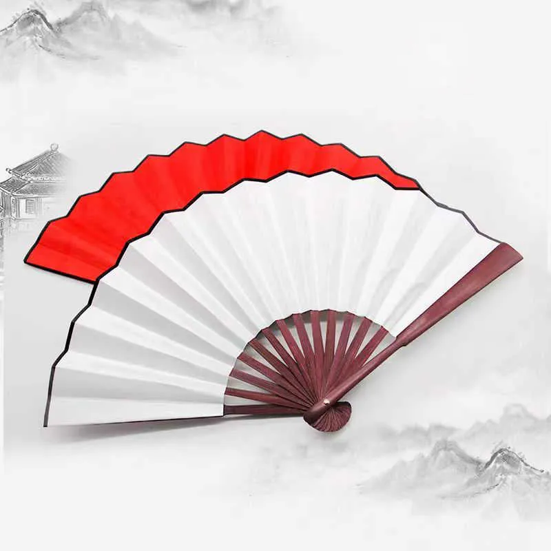 Chinese Style Products Silk Cloth Hand Held Fan Blank White DIY Bamboo Folding Fans for Practice Calligraphy Painting Wedding Party Decor Wed Gifts Fan