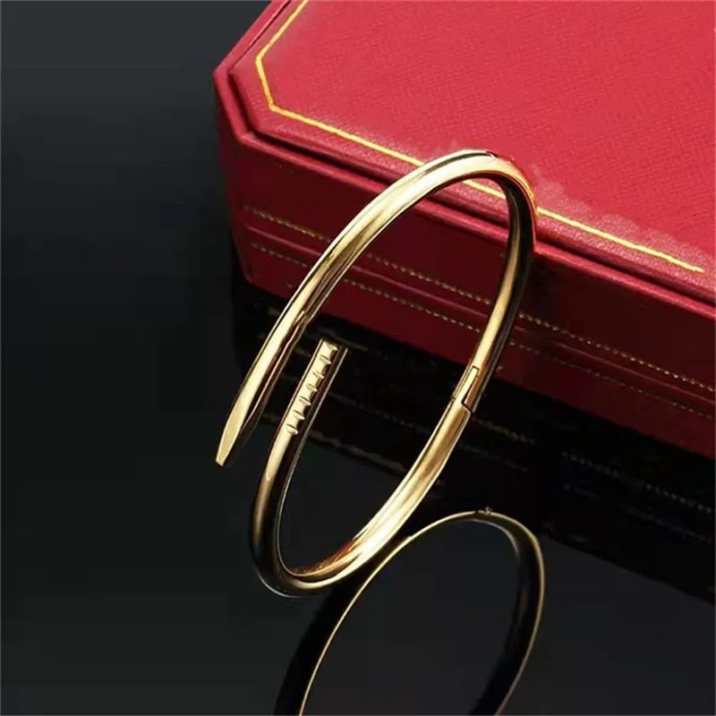 Классические браслеты дизайнерские браслеты женская золотая серебряная ногтя браслет титановый стальной манжет модный браслет бриллианты Мужские ювелирные изделия подарки с красной коробкой бархатной сумкой L5