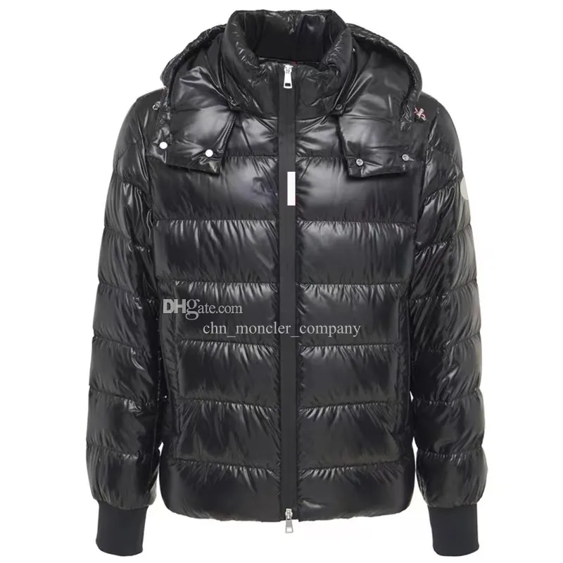 Zipper Letter Mens Down Jacket Arm Badge Hooded puffer jacket Winter Warm coat Size 1--5
