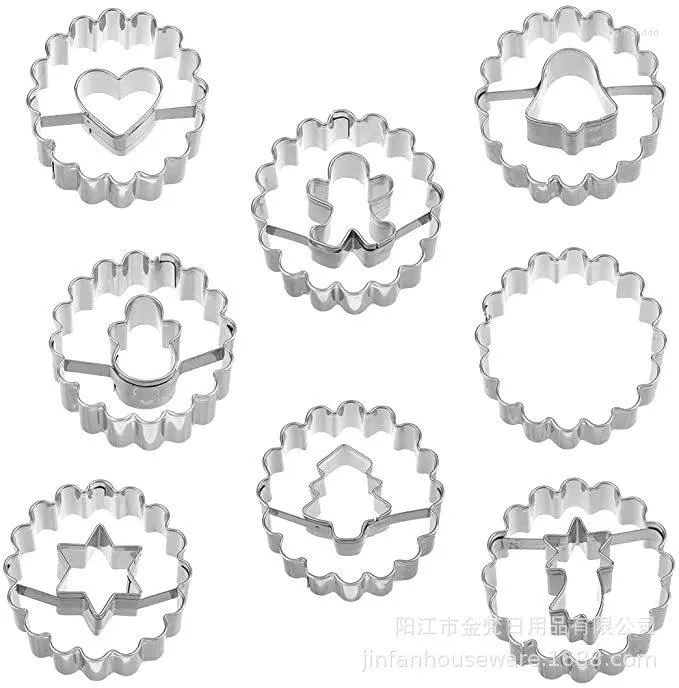 Baking Moulds 8-piece Linzer Biscuit Cutting Stainless Steel Knife Christmas Cake Mold Fontaine Jam