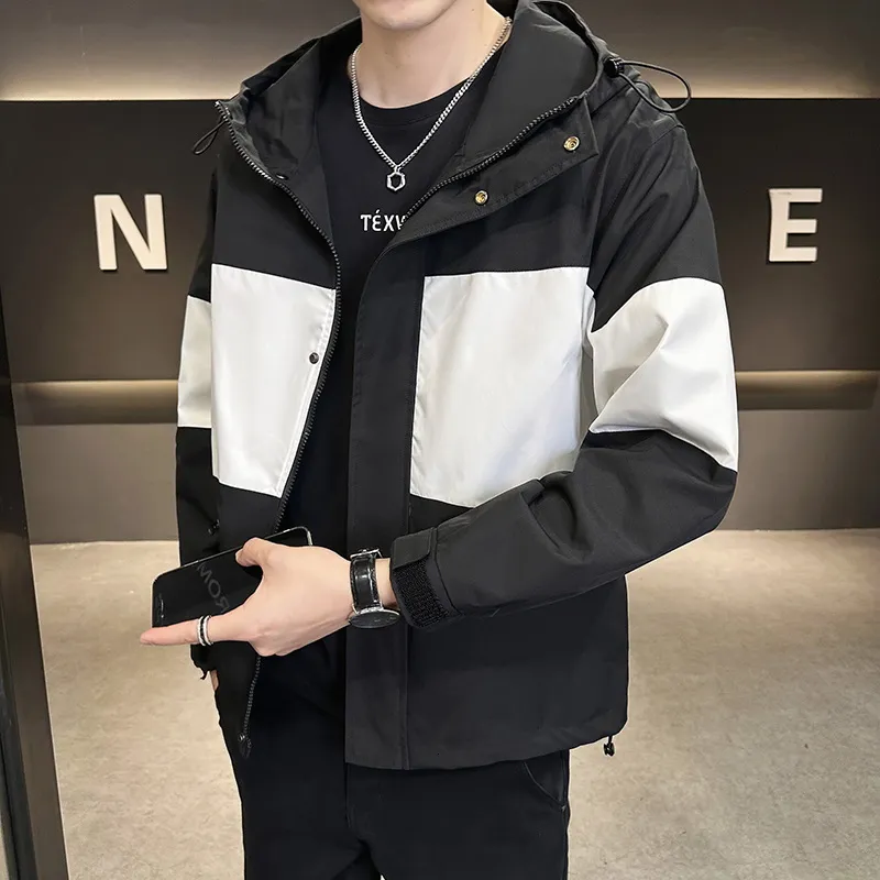 Mens Hooded Jackets Sale Jacket Loose Fit Solid Patchwork Mens Hooded Jackets Sale Jacket Loose Fit Solid Patchwork
