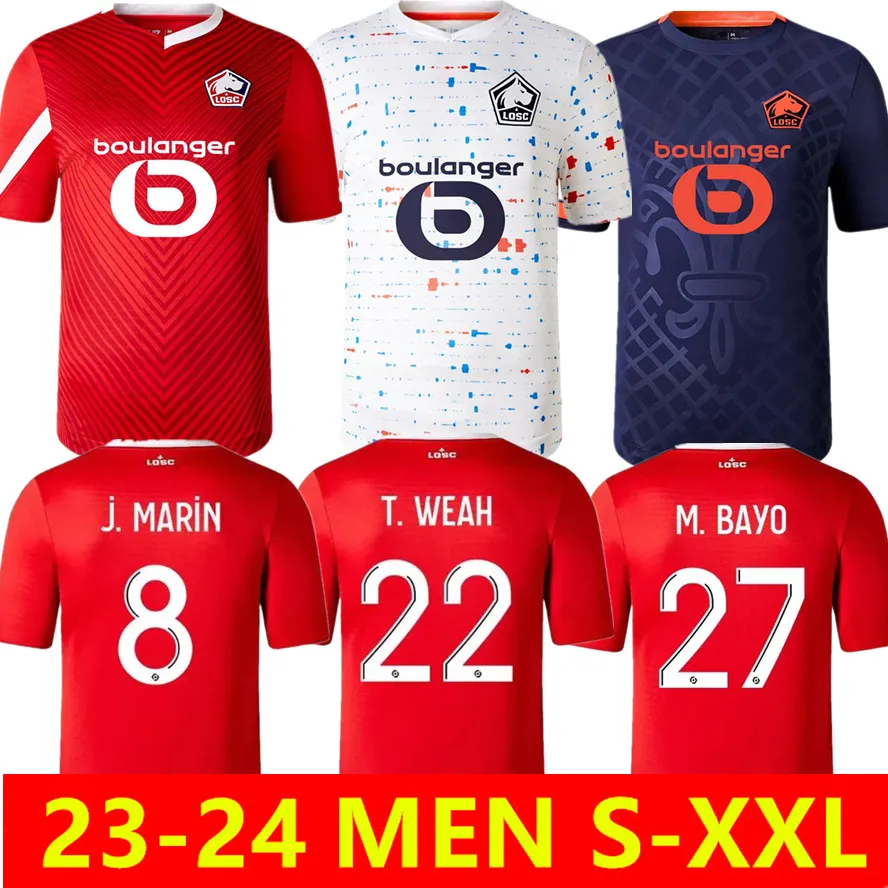 Maillot Losc Lille Soccer Jerseys 2023 2024 J.David Andre Bamba Fonseca Burak T.Weah Jersey 23/24 Home Away Men Football Shirts