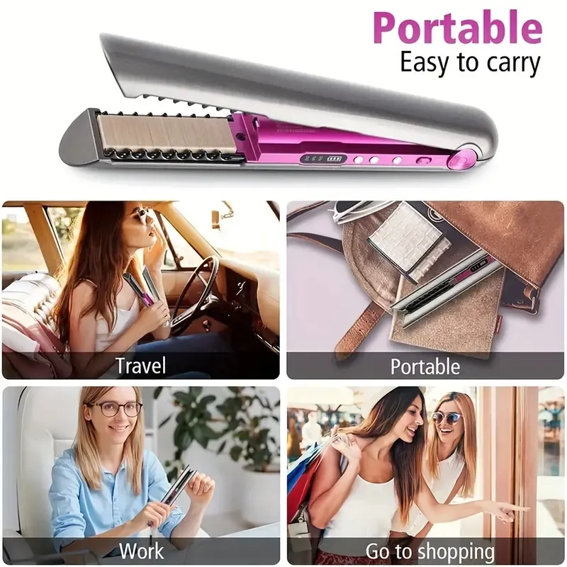 DHgate 2 in 1 Cordless Hair Straightener and Curler Portable Mini Flat Iron for Wireless Hair Styling Hair Products