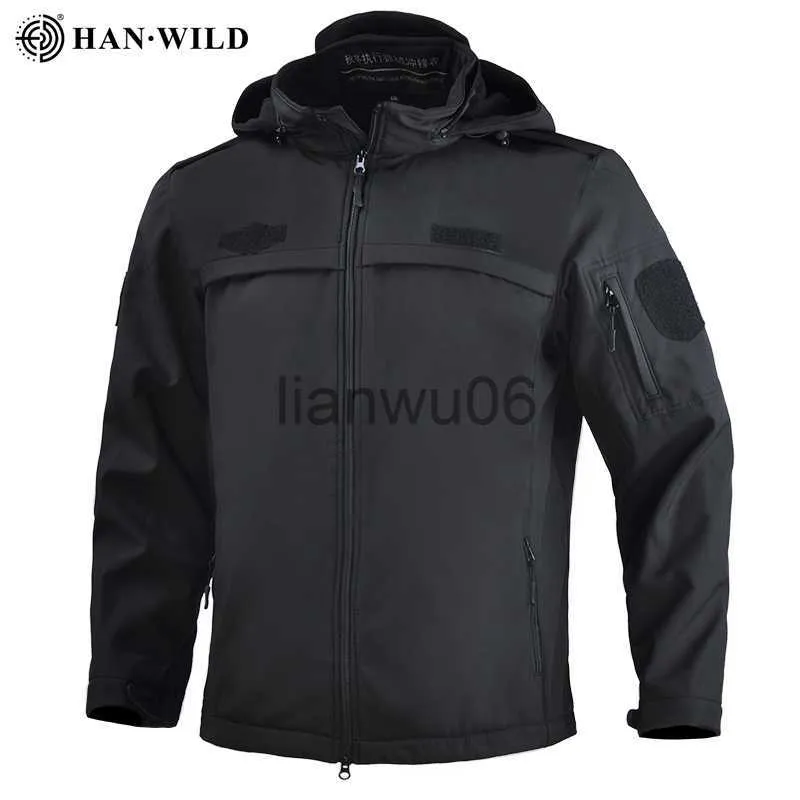 Erkek Ceketler Han Wild Askeri Ceket Erkekler Yürüyüş Ceket Softshell Giysileri Rüzgar Dergisi Ordusu Taktik Kıyafet Kış Palto Çıkarılabilir Şapka J230811
