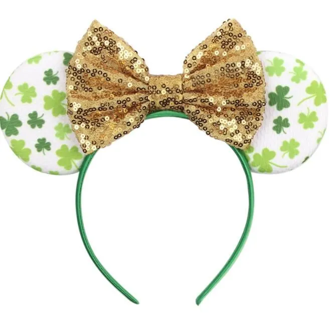 Kids Girls Cute Mouse Ears Hair Hoop Headwear Shiny Sequins Animal Ears Headband Headdress Cosplay Costume