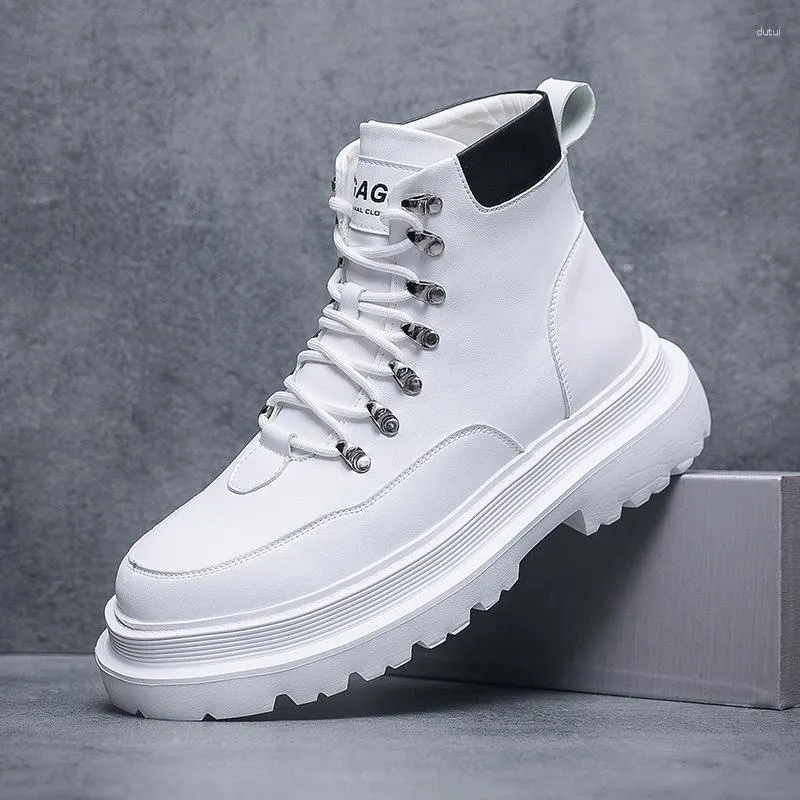 Boots High Top Casual Ankle Men Designer Chunky Sneakers Trend Leather Board Shoes For Man Winter Black White