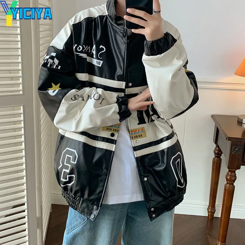 Womens Leather Bomber Jacket - Varsity Y2K Coats from Dhgate