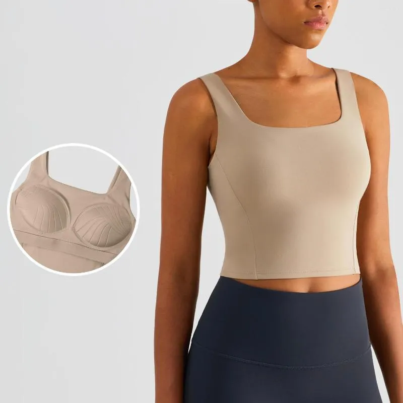 Tenue de yoga Cropité U-Back Top top moyen support moyen de couverture de sweat, soutiens-gorge sport à quatre voies