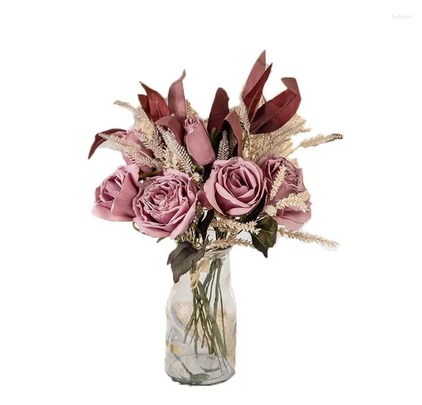 装飾的な花ローズ人工花シルクドライデコレーションウェディングホーム装飾美しいファッション贅沢エルベッドルーム花瓶の装飾